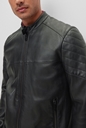 BOSS-Ανδρικό δερμάτινο jacket BOSS 50477258 Joset μαύρο