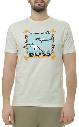 BOSS-Ανδρικό t-shirt BOSS 50491716 TeeShark λευκό