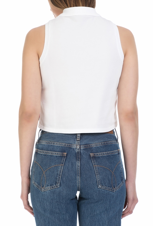 CALVIN KLEIN JEANS-Γυναικεία αμάνικη polo μπλούζα Calvin Klein Jeans λευκή