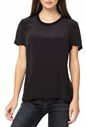 CALVIN KLEIN JEANS-Γυναικεία κοντομάνικη μπλούζα Calvin Klein Jeans FAUX SILK μαύρη