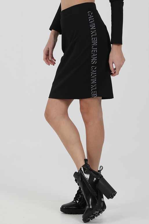 CALVIN KLEIN JEANS-Γυναικεία mini φούστα CALVIN KLEIN JEANS MILANO LOGO ELASTIC μαύρη