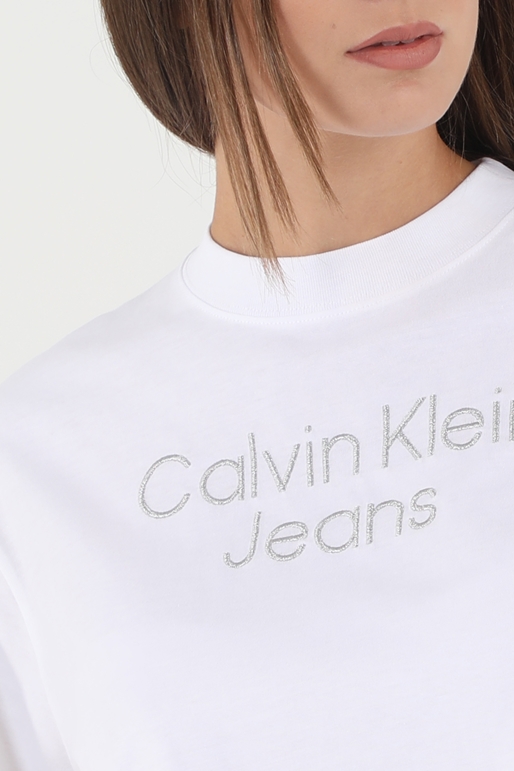 CALVIN KLEIN JEANS-Γυναικείο t-shirt CALVIN KLEIN JEANS SILVER EMBROIDERY μαύρο