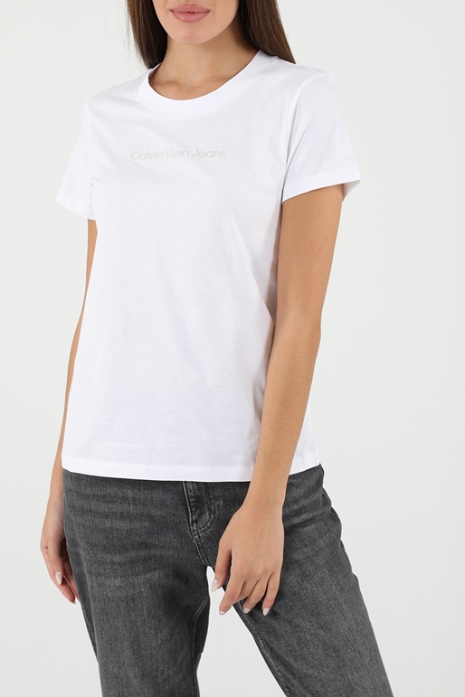 CALVIN KLEIN JEANS-Γυναικείο t-shirt CALVIN KLEIN JEANS SHRUNKEN INSTITUTIONAL TEE λευκό