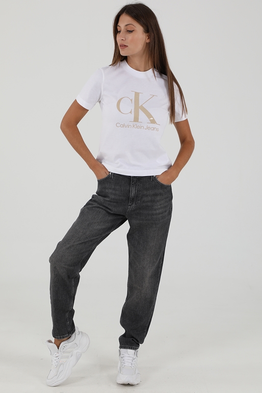 CALVIN KLEIN JEANS-Γυναικείο t-shirt CALVIN KLEIN JEANS GEL MONOGRAM TEE λευκό