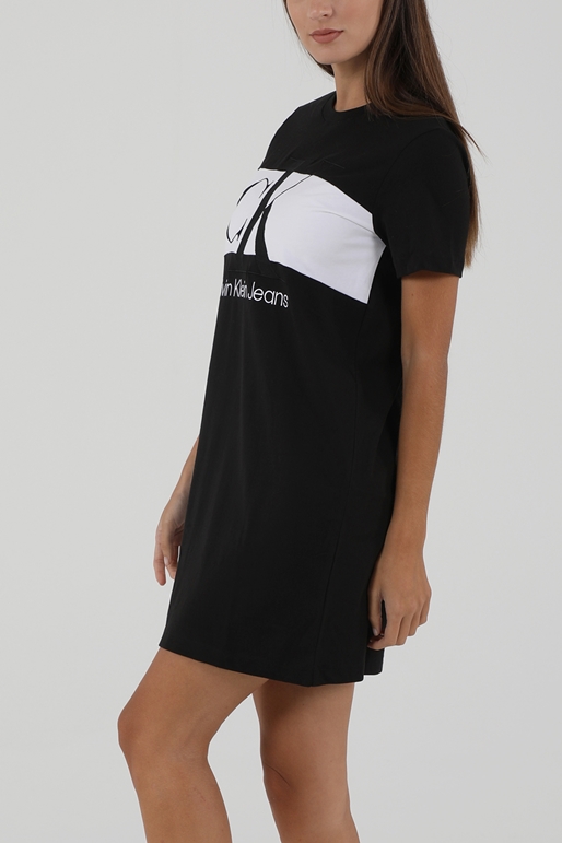 CALVIN KLEIN JEANS-Γυναικείο μακό mini φόρεμα CALVIN KLEIN JEANS BLOCKING T-SHIRT DRESS μαύρο λευκό