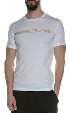CALVIN KLEIN JEANS-Ανδρικό t-shirt CALVIN KLEIN JEANS INSTITUTIONAL LOGO SLIM SS TE λευκό