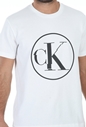 CALVIN KLEIN JEANS-Ανδρικό t-shirt CALVIN KLEIN JEANS ROUND DISTORTED CK λευκό