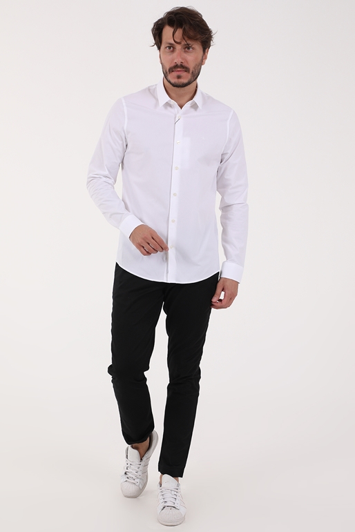 CALVIN KLEIN JEANS-Ανδρικό πουκάμισο CALVIN KLEIN JEANS SLIM STRETCH λευκό