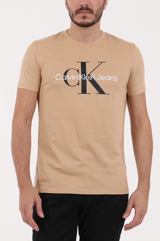 CALVIN KLEIN JEANS-Ανδρικό t-shirt CALVIN KLEIN JEANS SEASONAL MONOGRAM TEE μπεζ