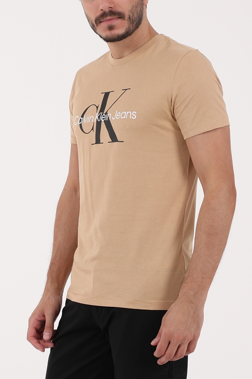 CALVIN KLEIN JEANS-Ανδρικό t-shirt CALVIN KLEIN JEANS SEASONAL MONOGRAM TEE μπεζ