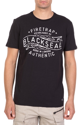 FIRETRAP-Ανδρική κοντομάνικη μπλούζα Firetrap Cypher μαύρη