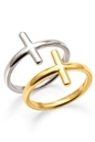 FOLLI FOLLIE-Γυναικείο σετ δύο δαχτυλίδια από ορείχαλκο FOLLI FOLLIE CARMA χρυσό ασημί