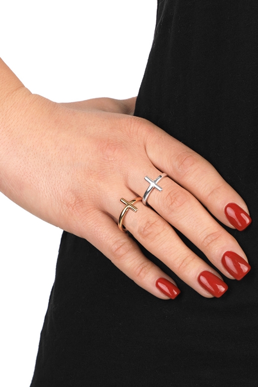 FOLLI FOLLIE-Γυναικείο σετ δύο δαχτυλίδια από ορείχαλκο FOLLI FOLLIE CARMA χρυσό ασημί