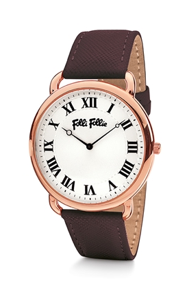 FOLLI FOLLIE-Γυναικείο ρολόι με δερμάτινο λουράκι FOLLI FOLLIE PERFECT MATCH καφέ