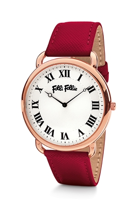 FOLLI FOLLIE-Γυναικείο ρολόι με δερμάτινο λουράκι FOLLI FOLLIE PERFECT MATCH κόκκινο