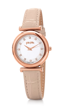 FOLLI FOLLIE-Γυναικείο ρολόι με δερμάτινο λουράκι FOLLI FOLLIE SPARKLE CHIC ροζ