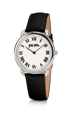 FOLLI FOLLIE-Γυναικείο ρολόι με δερμάτινο λουράκι FOLLI FOLLIE PERFECT MATCH μαύρο