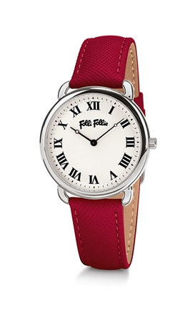 FOLLI FOLLIE-Γυναικείο ρολόι με δερμάτινο λουράκι FOLLI FOLLIE PERFECT MATCH κόκκινο