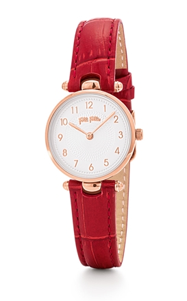 FOLLI FOLLIE-Γυναικείο ρολόι με δερμάτινο λουράκι FOLLI FOLLIE LADY CLUB κόκκινο