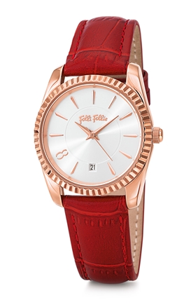 FOLLI FOLLIE-Γυναικείο ρολόι με δερμάτινο λουράκι FOLLI FOLLIE CHRONOS TALES κόκκινο
