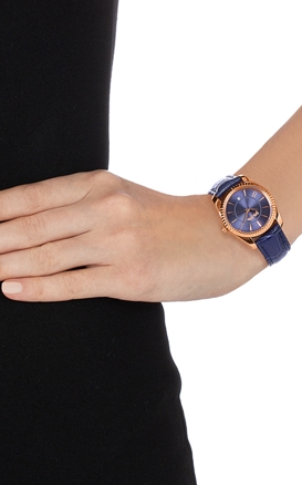 FOLLI FOLLIE-Γυναικείο ρολόι με δερμάτινο λουράκι FOLLI FOLLIE CHRONOS TALES μπλε