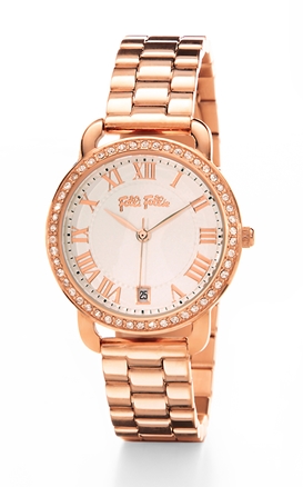 FOLLI FOLLIE-Γυναικείο ρολόι με μπρασελέ από ατσάλι FOLLI FOLLIE PERFECT MATCH ροζ χρυσό