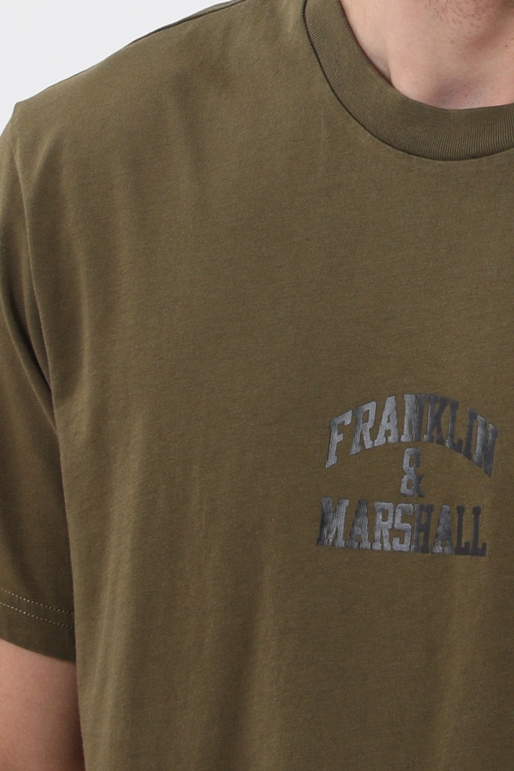 FRANKLIN & MARSHALL-Ανδρικό t-shirt FRANKLIN & MARSHALL καφέ