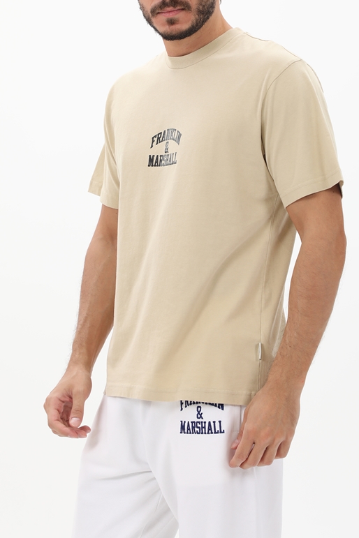 FRANKLIN & MARSHALL-Ανδρικό t-shirt FRANKLIN & MARSHALL JM3009.000.1009P01 μπεζ
