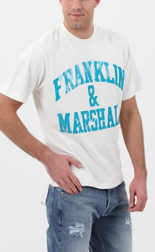 FRANKLIN & MARSHALL-Ανδρικό t-shirt FRANKLIN & MARSHALL πορτοκαλί μπλε