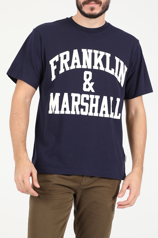 FRANKLIN & MARSHALL-Ανδρικό t-shirt FRANKLIN & MARSHALL μπλε λευκό