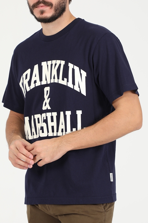FRANKLIN & MARSHALL-Ανδρικό t-shirt FRANKLIN & MARSHALL μπλε λευκό