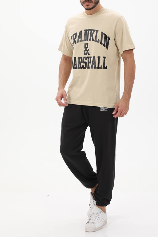 FRANKLIN & MARSHALL-Ανδρικό t-shirt FRANKLIN & MARSHALL JM3011.000.1009P01 μπεζ