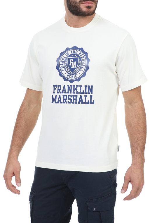 FRANKLIN & MARSHALL-Ανδρικό t-shirt FRANKLIN & MARSHALL λευκό