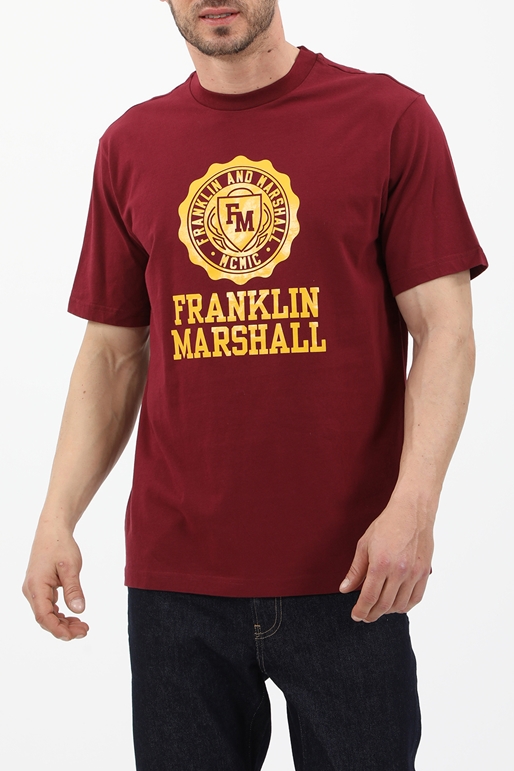 FRANKLIN & MARSHALL-Ανδρική μπλούζα FRANKLIN & MARSHALL μπορντό