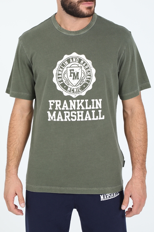 FRANKLIN & MARSHALL-Ανδρική μπλούζα FRANKLIN & MARSHALL VINTAGE GARMENT χακί