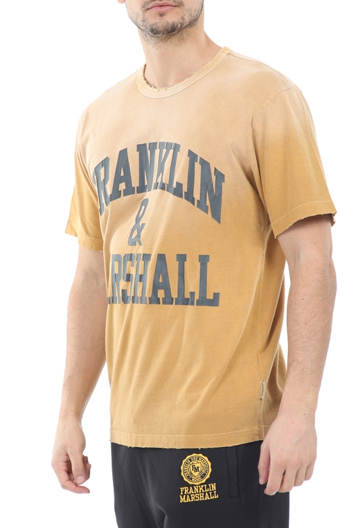 FRANKLIN & MARSHALL-Ανδρικό t-shirt FRANKLIN & MARSHALL SUPER VINTAGE GARMENT κίτρινο
