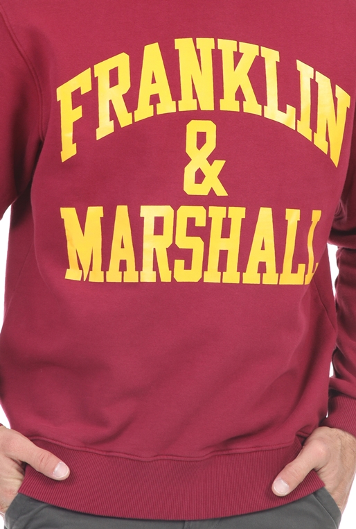 FRANKLIN & MARSHALL-Ανδρική φούτερ μπλούζα FRANKLIN & MARSHALL BRUSHED COTTON FLEE μαύρη