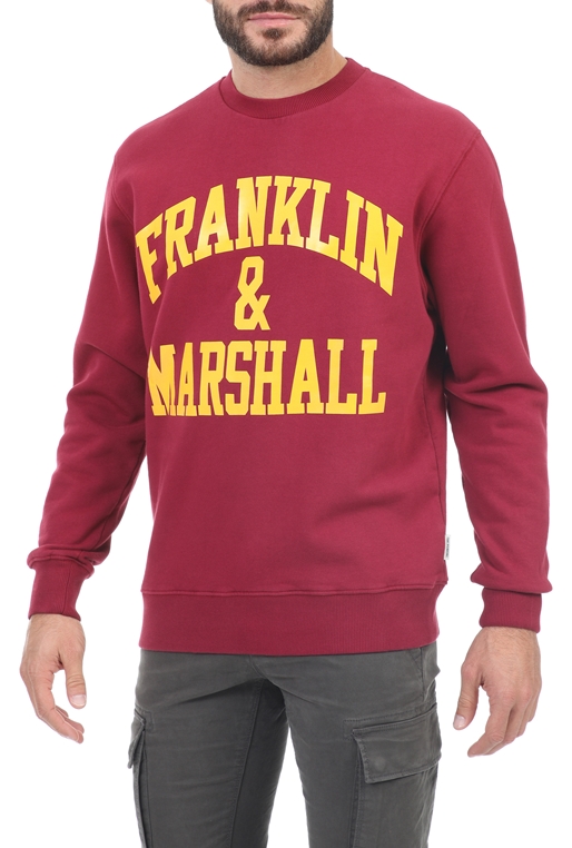 FRANKLIN & MARSHALL-Ανδρική φούτερ μπλούζα FRANKLIN & MARSHALL κόκκινη κίτρινη