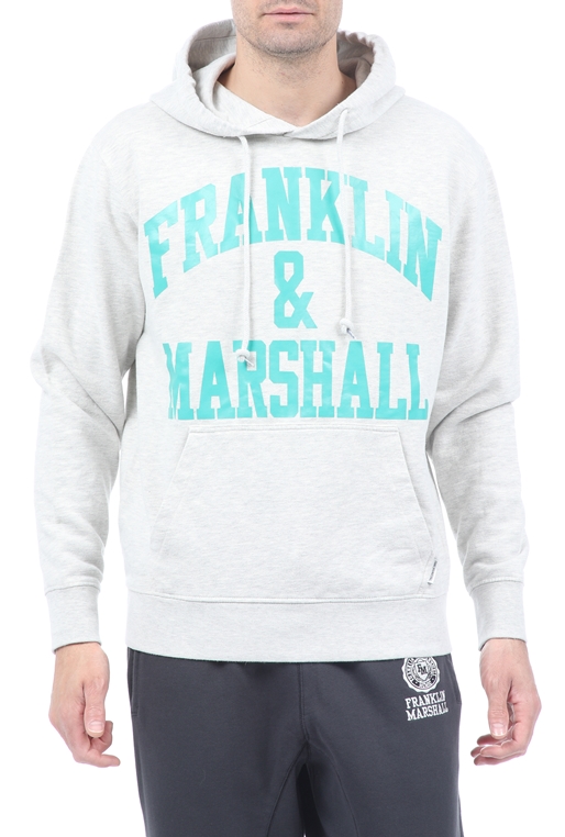 FRANKLIN & MARSHALL-Ανδρική φούτερ μπλούζα FRANKLIN & MARSHALL γκρι μπλε