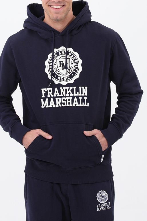FRANKLIN & MARSHAL-Ανδρική φούτερ μπλούζα FRANKLIN & MARSHALL μαύρη