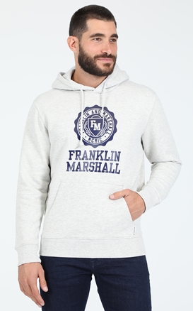 FRANKLIN & MARSHALL-Ανδρική φούτερ μπλούζα FRANKLIN & MARSHALL BRUSHED γκρι