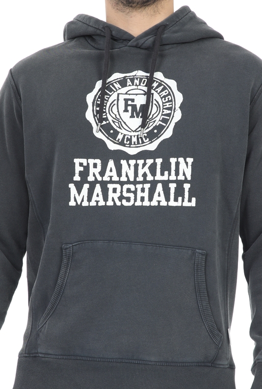 FRANKLIN & MARSHALL-Ανδρική φούτερ μπλούζα FRANKLIN & MARSHALL VINTAGE GARMENT DYE μαύρη