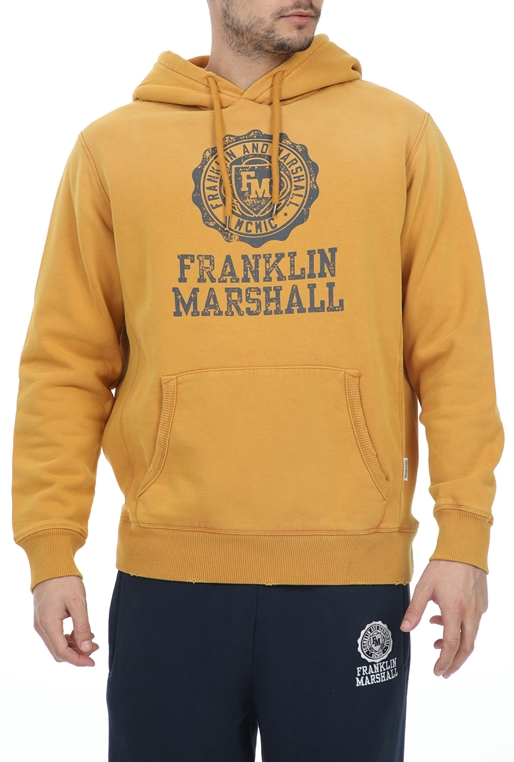 FRANKLIN & MARSHALL-Ανδρική φούτερ μπλούζα FRANKLIN & MARSHALL SUPER VINTAGE G.DYE κίτρινη