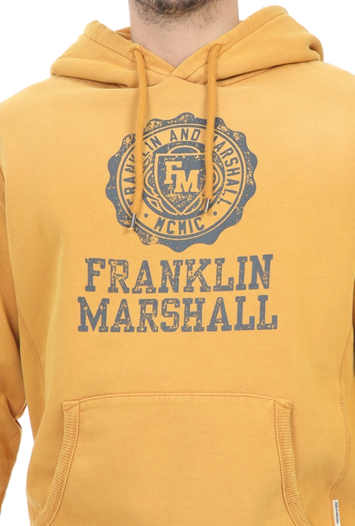 FRANKLIN & MARSHALL-Ανδρική φούτερ μπλούζα FRANKLIN & MARSHALL SUPER VINTAGE G.DYE κίτρινη