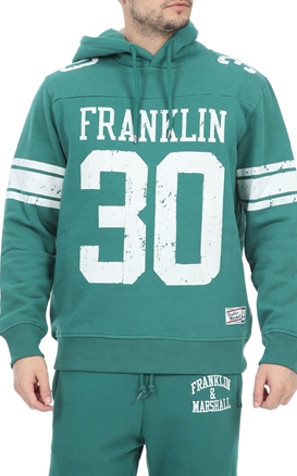 FRANKLIN & MARSHALL-Ανδρική φούτερ μπλούζα FRANKLIN & MARSHALL Sweatshirt-BRUSHED COTTON FLEE πράσινη