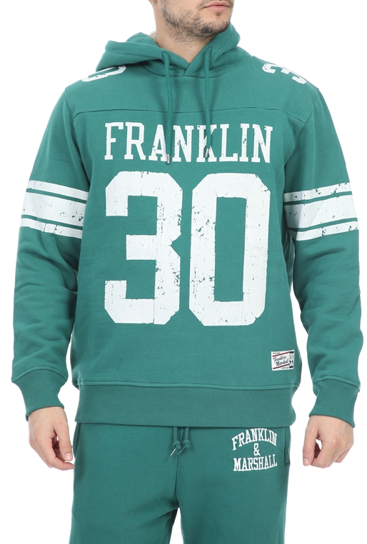 FRANKLIN & MARSHALL-Ανδρική φούτερ μπλούζα FRANKLIN & MARSHALL Sweatshirt-BRUSHED COTTON FLEE πράσινη