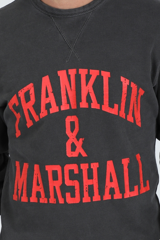 FRANKLIN & MARSHALL-Ανδρική φούτερ μπλούζα FRANKLIN & MARSHALL OLD GARMENT DYED γκρι