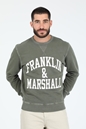 FRANKLIN & MARSHALL-Ανδρική φούτερ μπλούζα FRANKLIN & MARSHALL OLD GARMENT DYED χακί