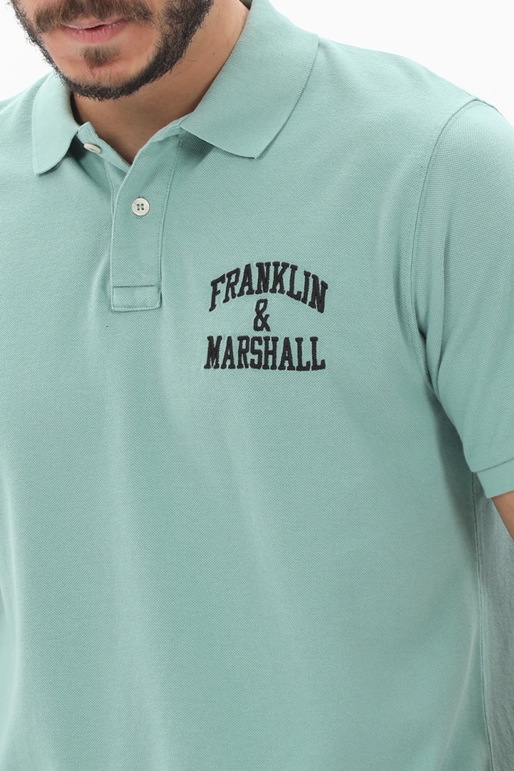 FRANKLIN & MARSHALL-Ανδρική polo μπλούζα FRANKLIN & MARSHALL JM6010.000.3005P01 Polo-COTTON PIQUET πράσινη