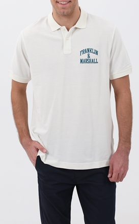 FRANKLIN & MARSHALL-Ανδρική polo μπλούζα FRANKLIN & MARSHALL λευκό